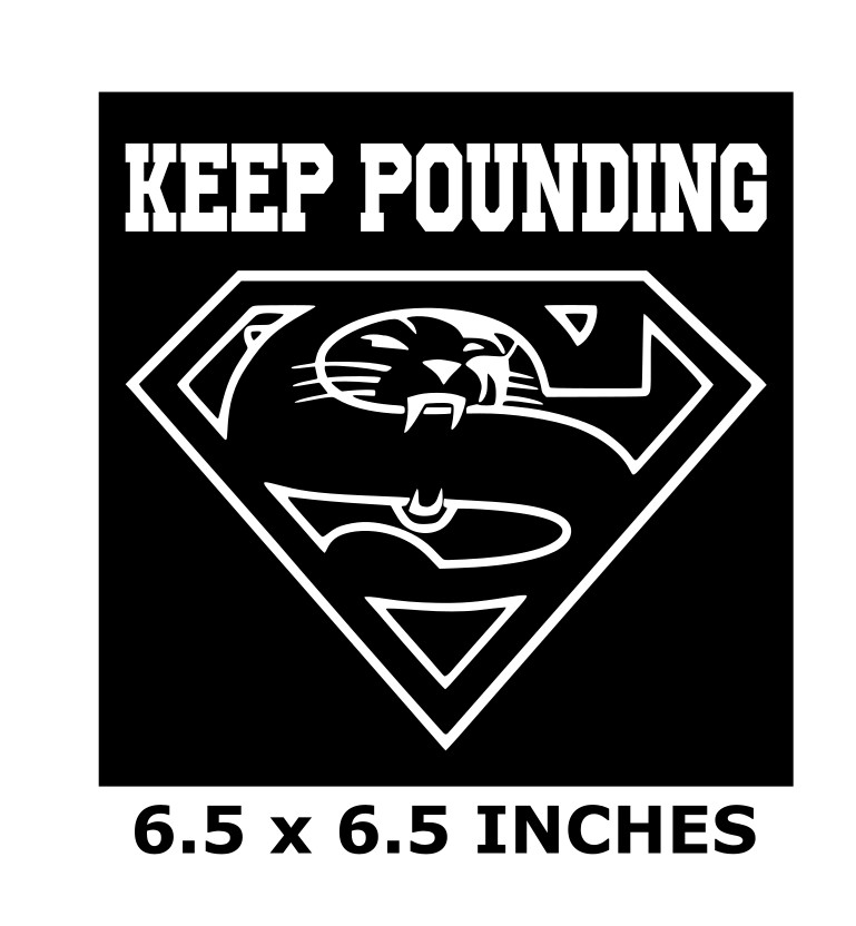 SUPERMAN INSPIRED CAROLINA PANTHERS KEEP POUNDING 8" GLASS BLOCK VINYL DECAL
