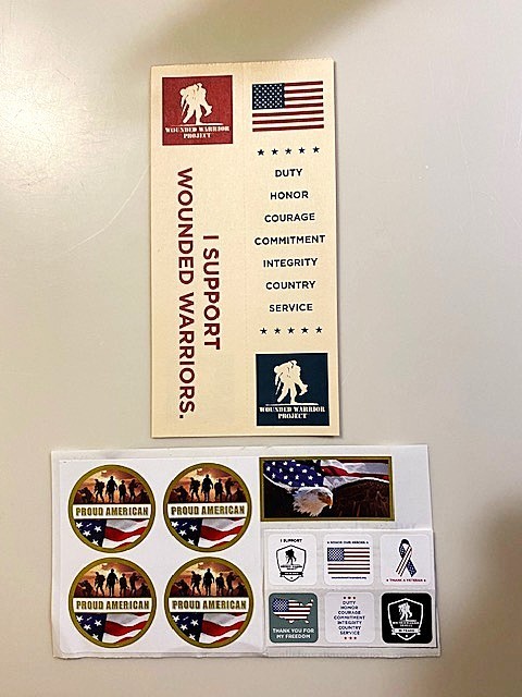 NEW (2) Wounded Warriors Project Bookmarks 7” x 1-3/4” + (11) American Stickers