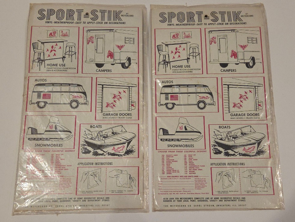 2- Vintage Meyercord SPORT STIK Vinyl Decals Weatherproof 11-CBig Horn Sheep