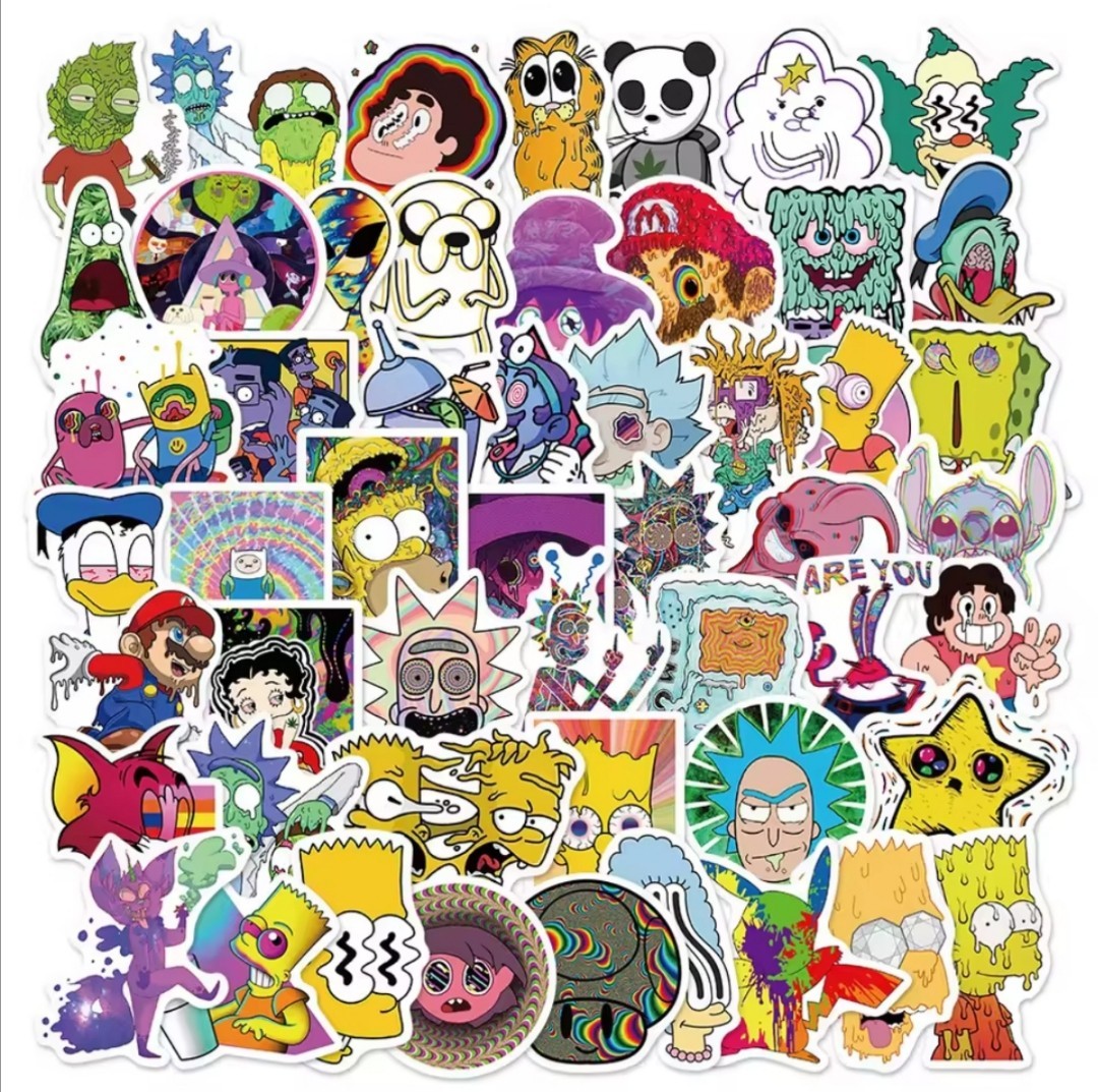20 PCS Trippy Hippie Pot Cartoon Characters Stickers BRAND NEW