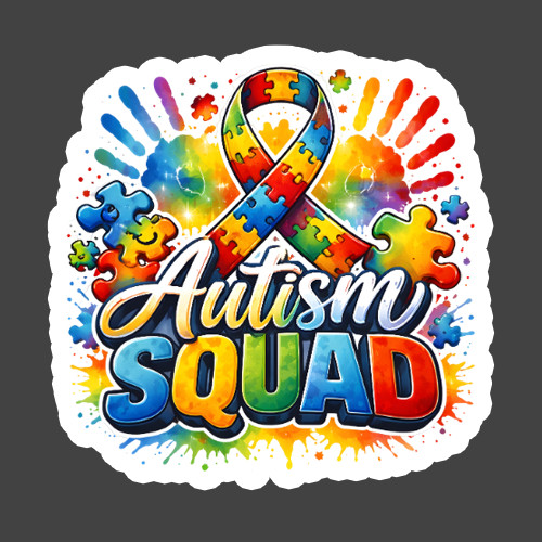 Autism Squad Sticker Vinyl Decal Puzzle Ribbon Neurodiversity Support Gift