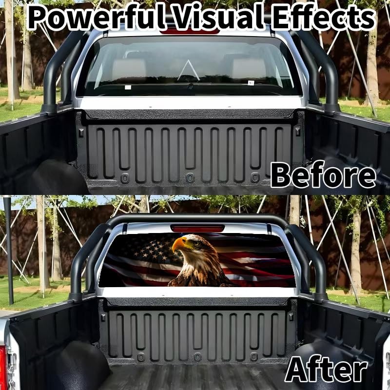 65×22 in Back Window Decals for Trucks – American Flag Eagle-1 Large-65×22 IN