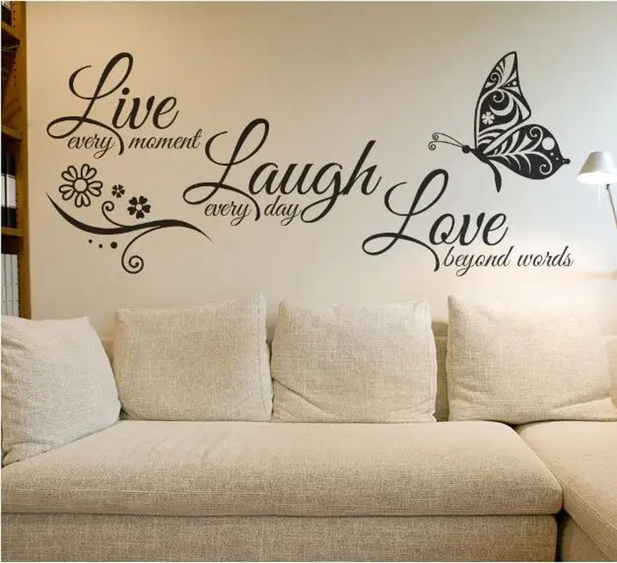 Live Laugh Love Butterfly Flower Wall Art Sticker Modern Wall Decals Quotes Viny