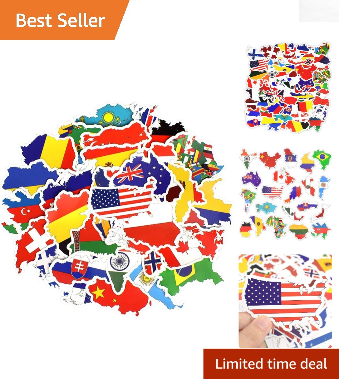Vibrant 50-Piece Country Flag Sticker Set – Waterproof Decals for All Surfaces