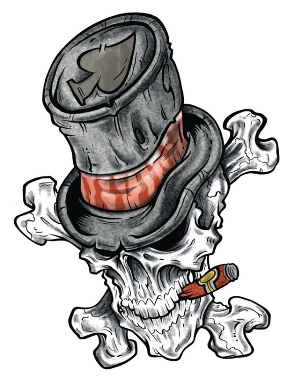 NEW LETHAL THREAT TOP HAT SKULL MINI DECAL STICKER 2.75"x3.5" LT55058