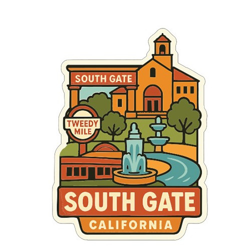 South Gate California Sticker Decal Vinyl Die-Cut City Skyline Landmark Design