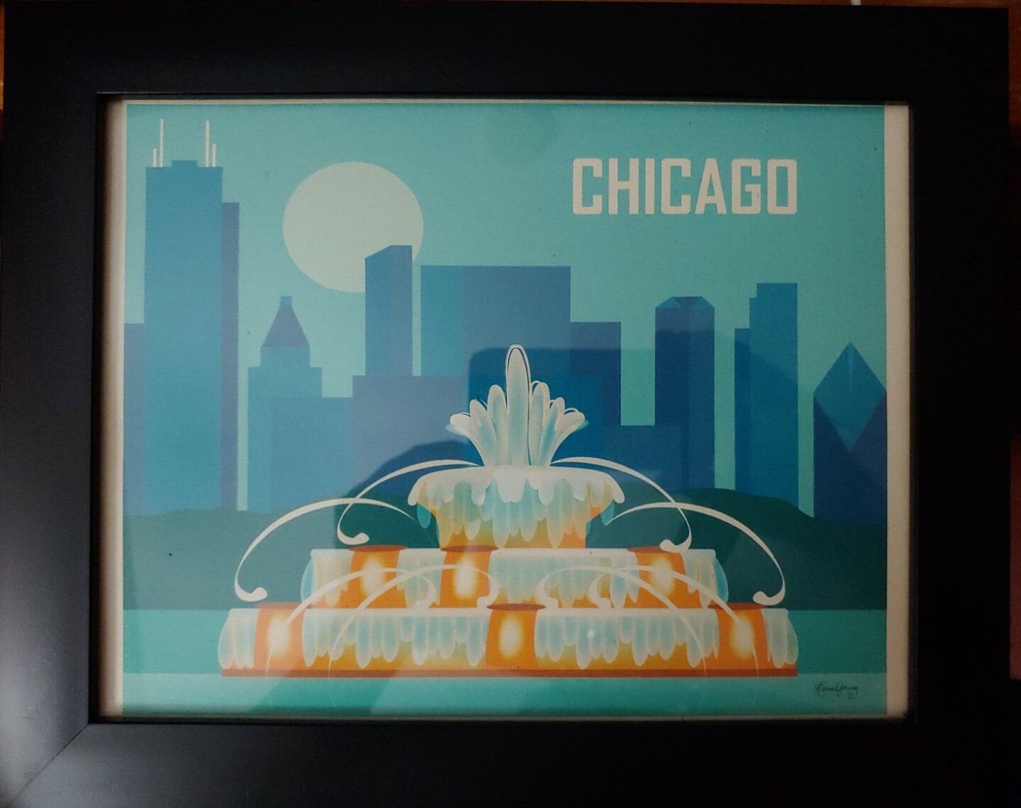 Karen Young Digital Artwork City Skyline Chicago – Framed 13"x10.5"