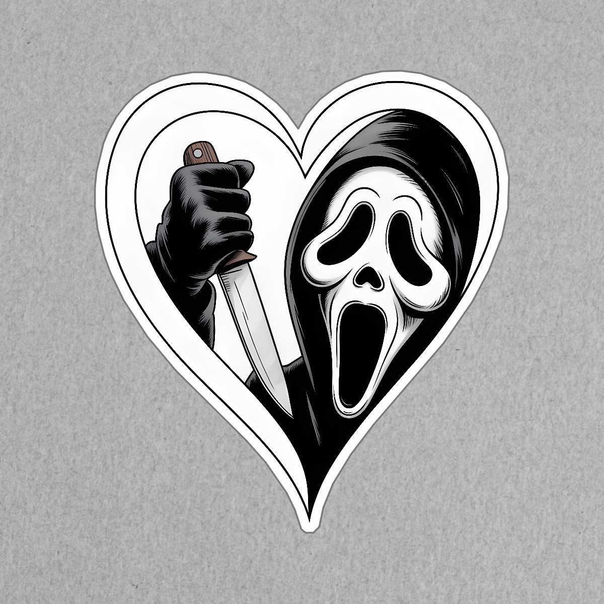 Ghostface Heart Sticker Horror Movie Fan Art Scream Inspired Decal #9041