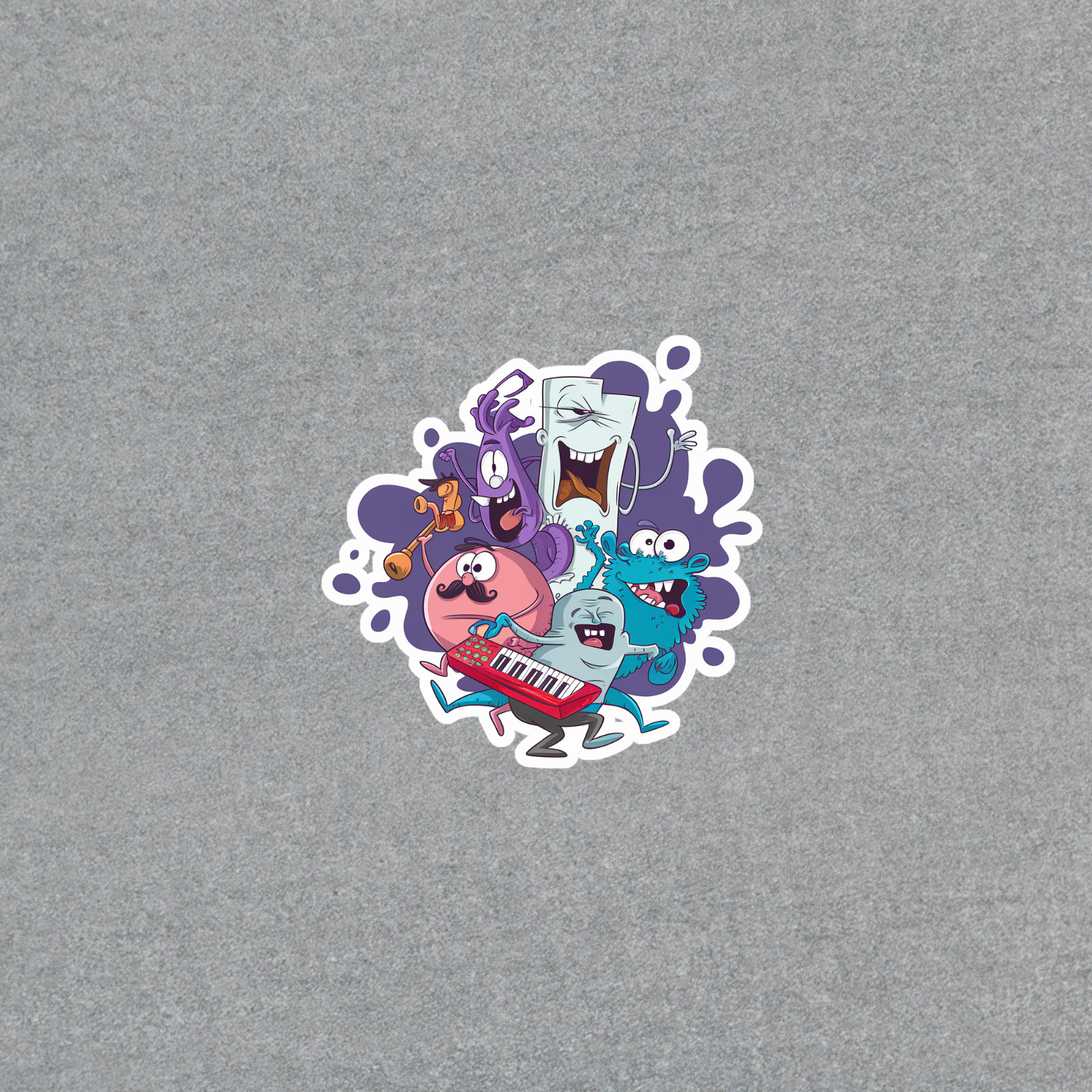 Quirky Cartoon Monsters Jamming Out with Musical Instruments Sticker #4652