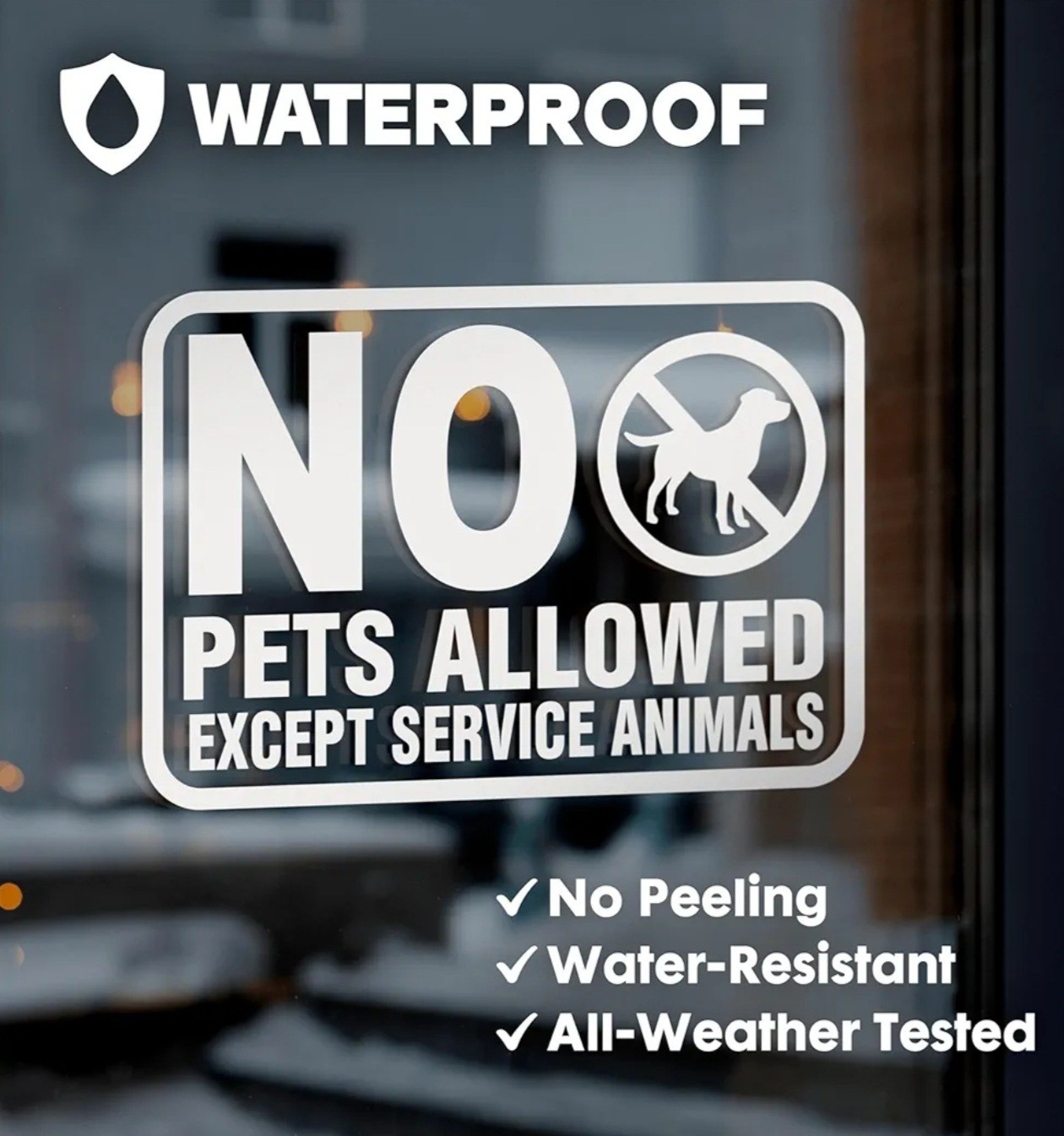 No Pets Allowed Except Service Animals Vinyl Sticker for Business 6×4