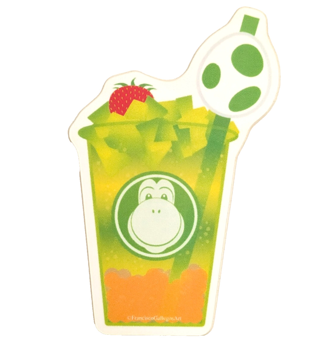 Nintendo World Yoshi's Fruity Honeydew Strawberry Soda Orange Boba 3" Sticker