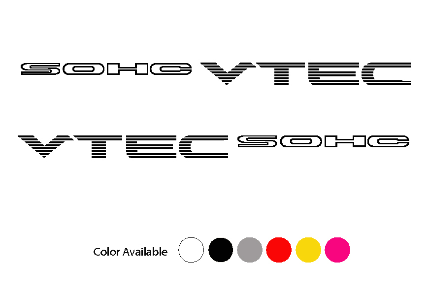 VTEC SOHC HONDA CIVIC 16.5" X 1" VINYL DECAL STICKER – SET OF 2