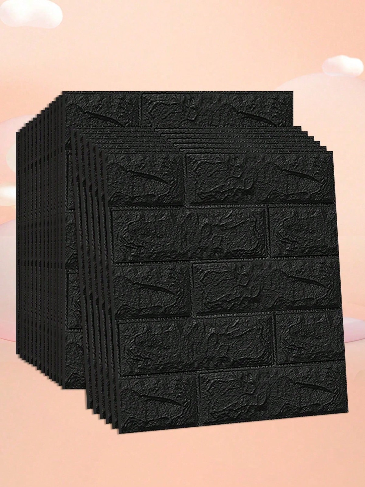 Black 3D Brick Peel And Stick Wall Panels 4pcs Removable Waterproof
