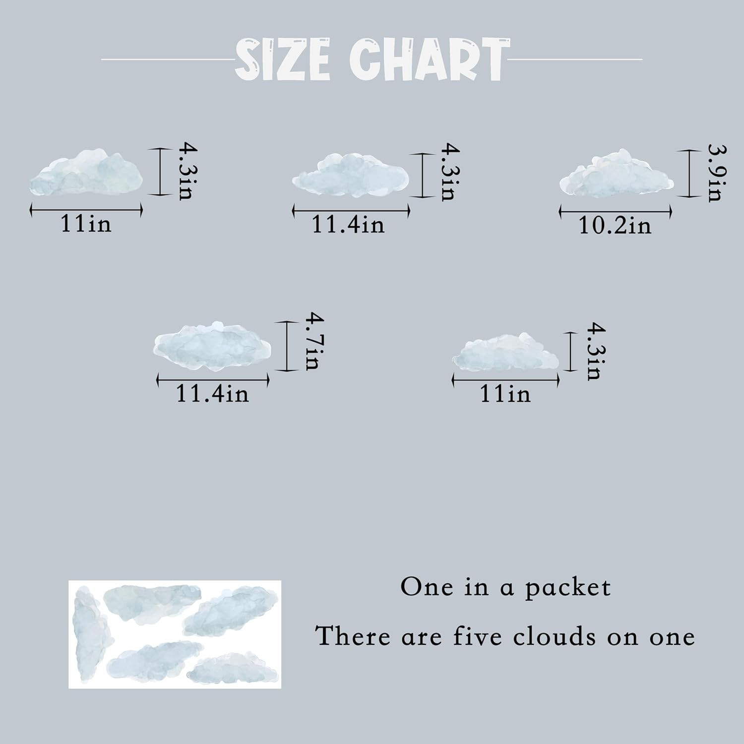 Cloud Wall Decals – Blue Wallpaper, Removable Living Room Nursery Boys Girls Bed