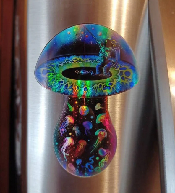 Tripping on Space Mushrooms Holographic Sticker – Shroomaniac Brand
