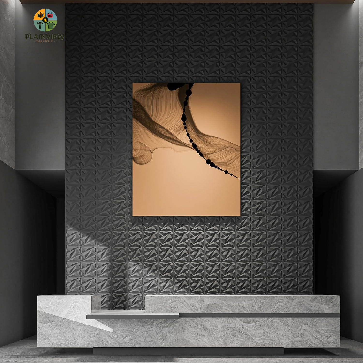 33 Pack 3D Wall Panel Diamond for Interior Wall Décor, PVC Flower Textured Wall