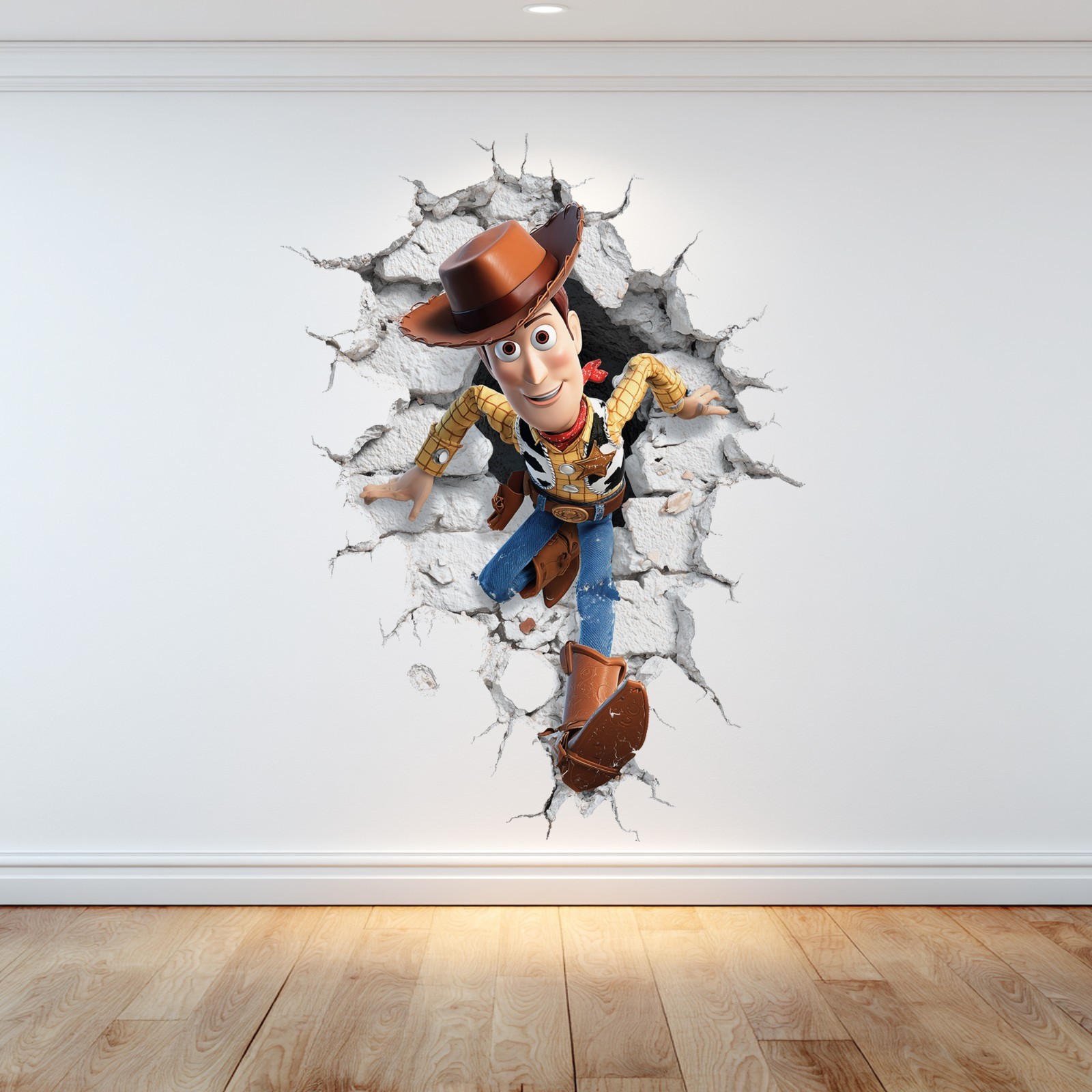 Toy Story Woody Wall Cracked Smashed High Quality Vinyl Glossy DIY Sticker Wall