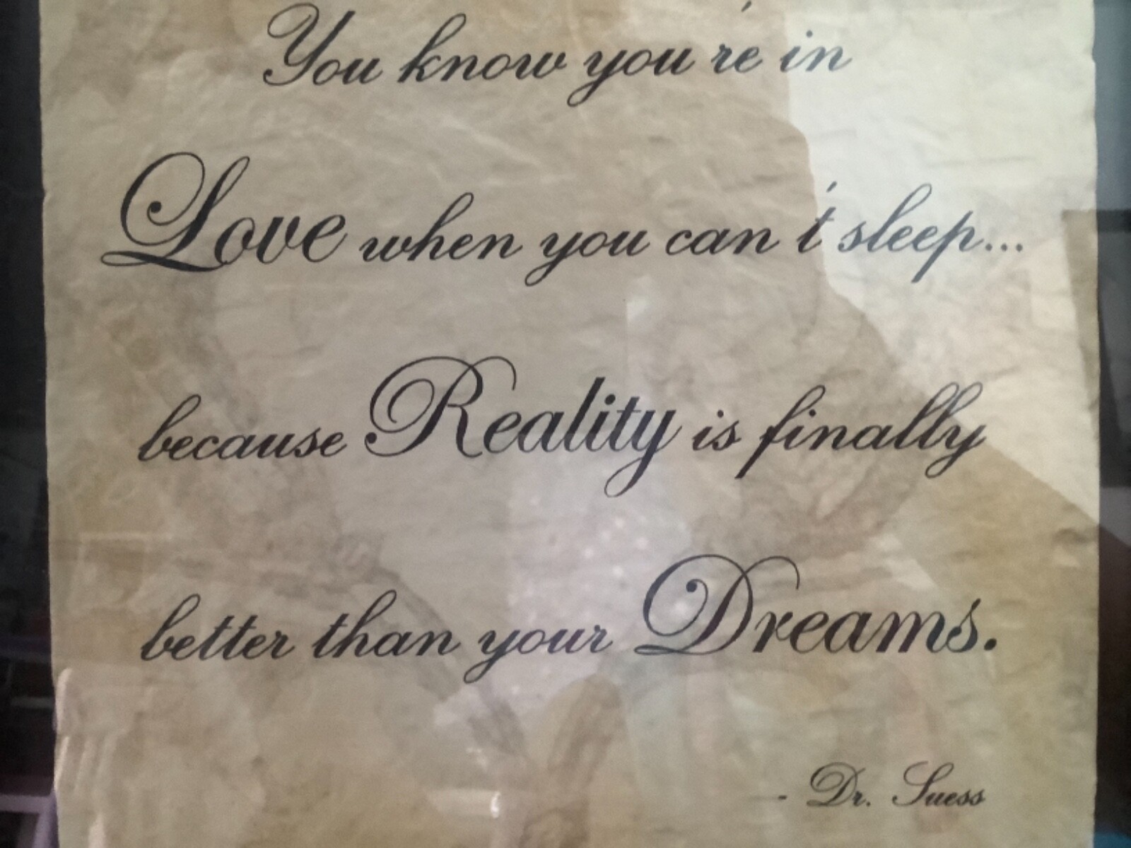 Dr Seuss Quote”You Know you’re in LOVE,wall plaque,Framed,Matted Collectible