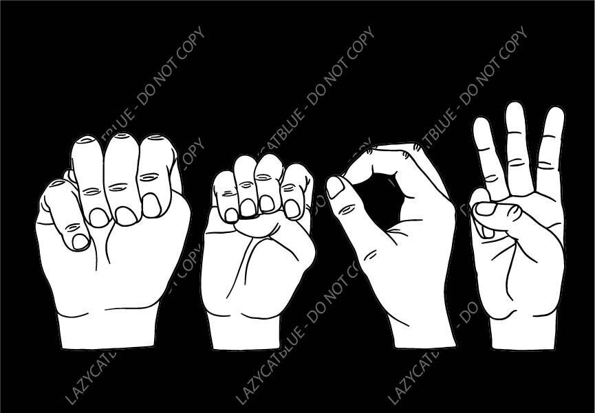 MEOW Sign Language Decal Sticker Printed Die Cut Cat Kitty ASL Love Life Kitten