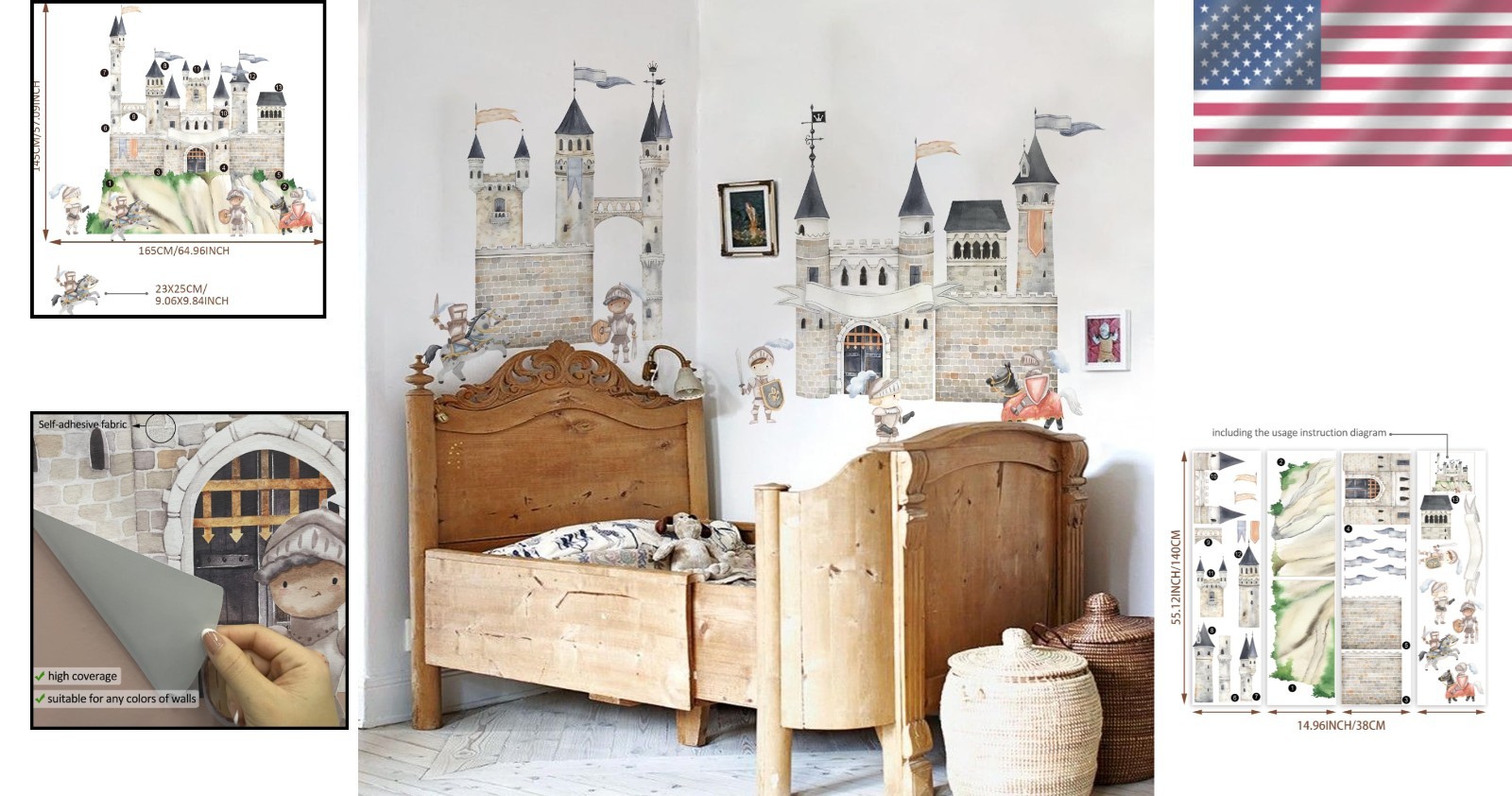 Large Watercolor Wall Sticker for Playroom