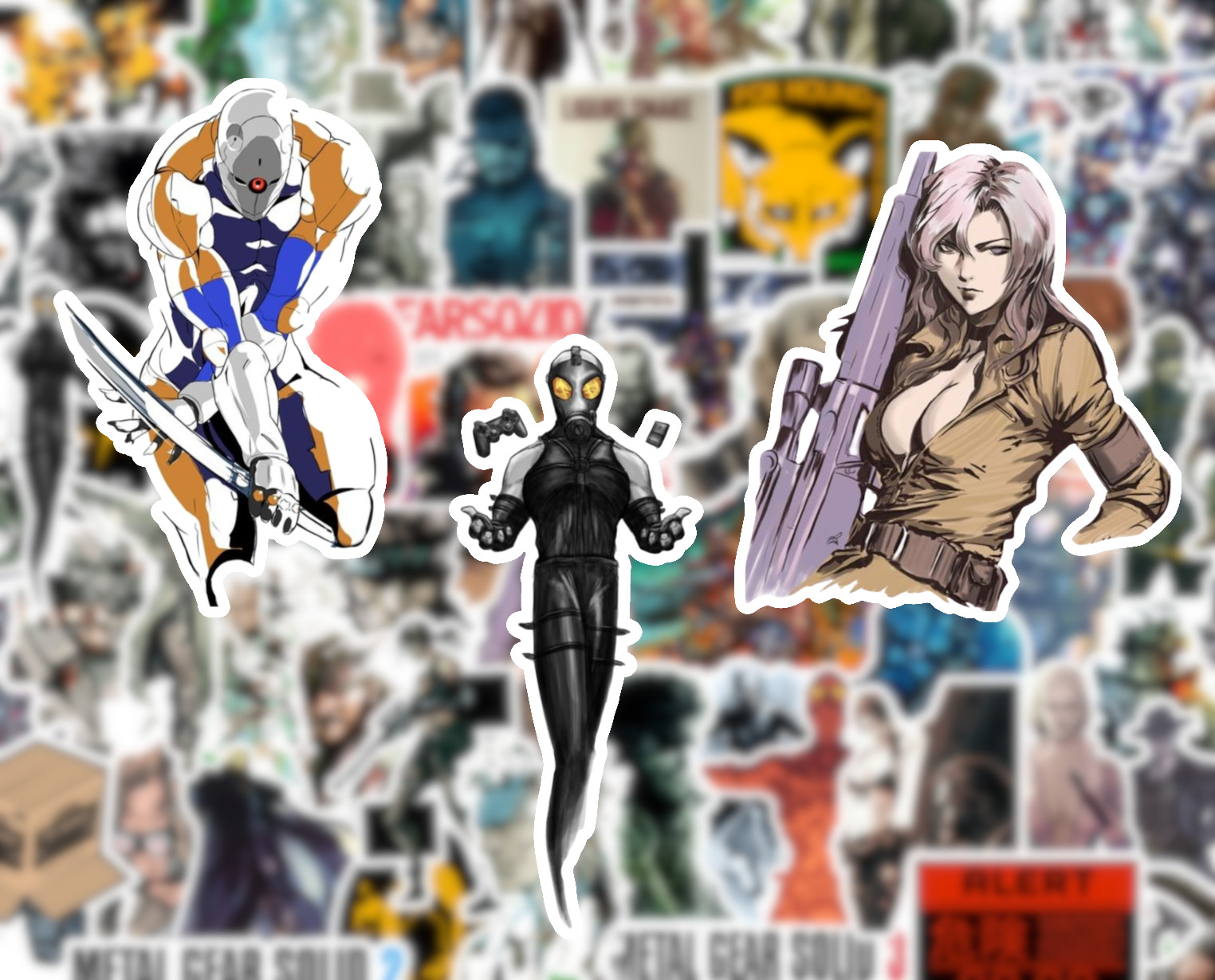 25/50 Metal Gear Solid Sticker Pack – Waterproof Vinyl – Solid Snake Quiet PS2