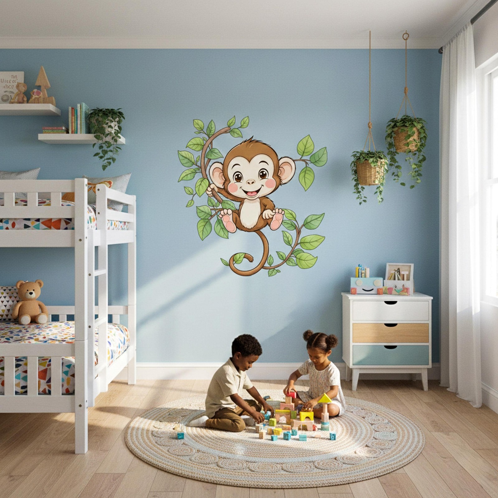Cute Monkey Wall Decal | Jungle Nursery Decor