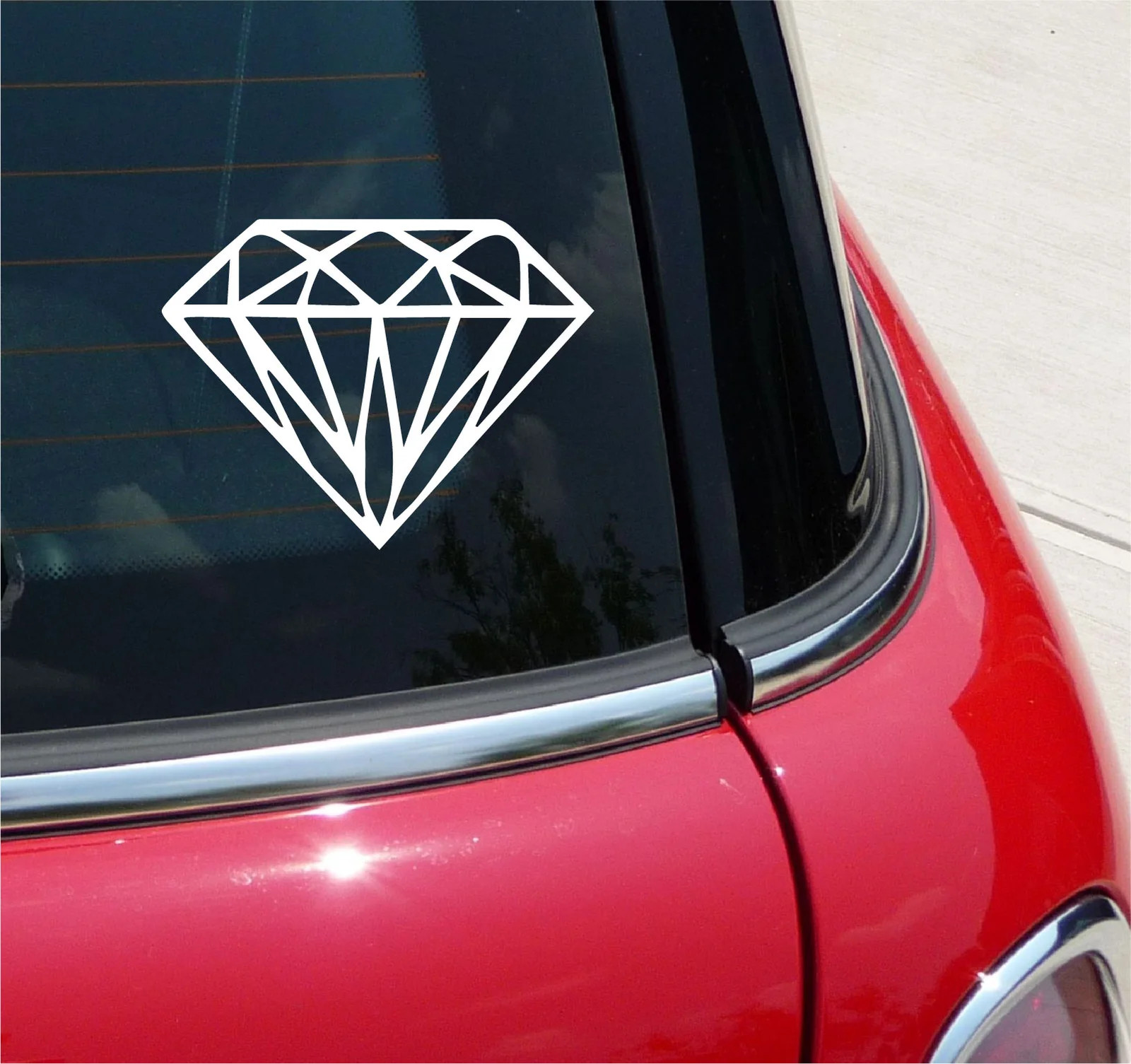 DIAMOND STICKER DECAL RING CUT SHAPE CAR WINDOW DECAL BLING ENGAGEMENT WALL ART