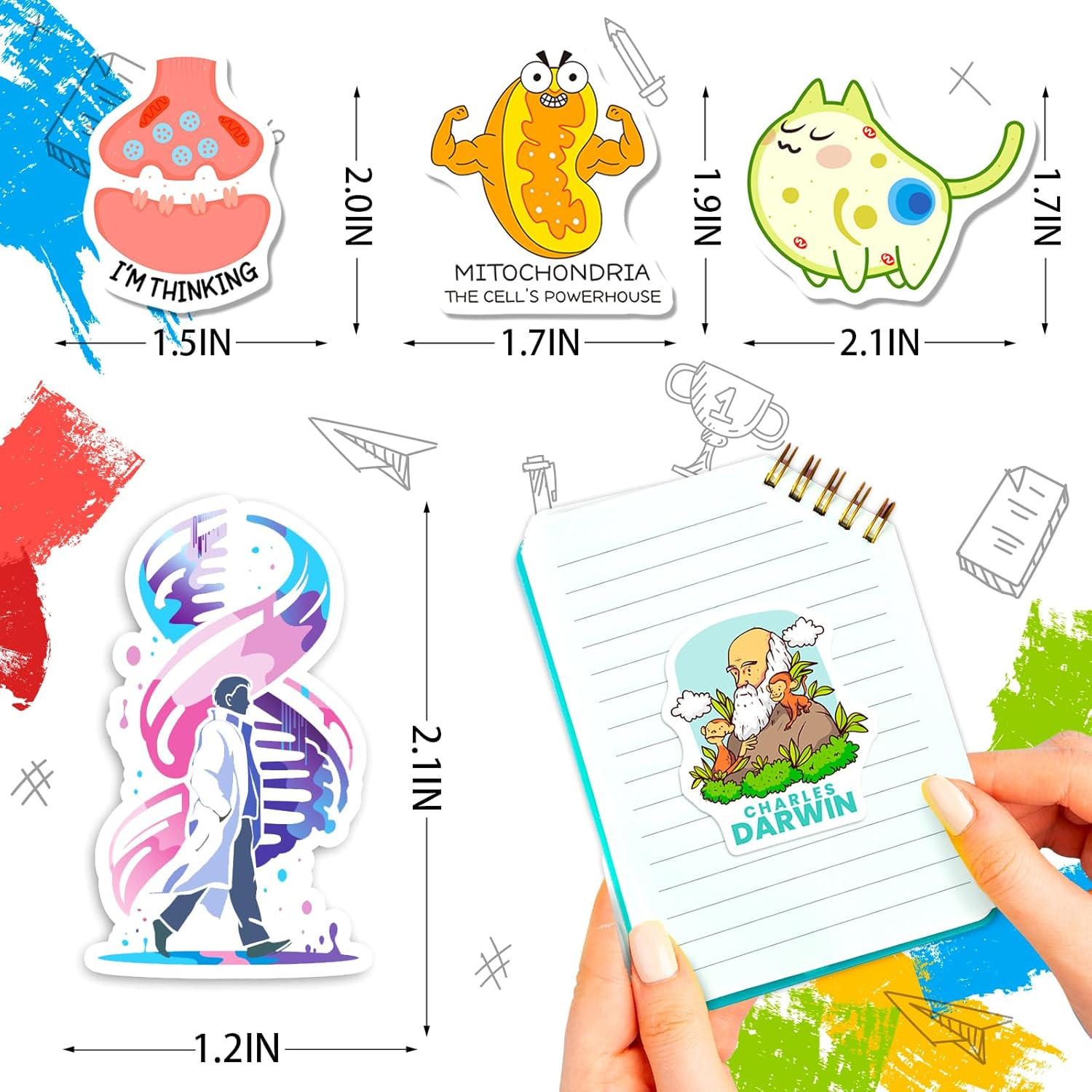 200 PCS Biology Vinyl Stickers for Kids Teens Adults – Microbiology Decals