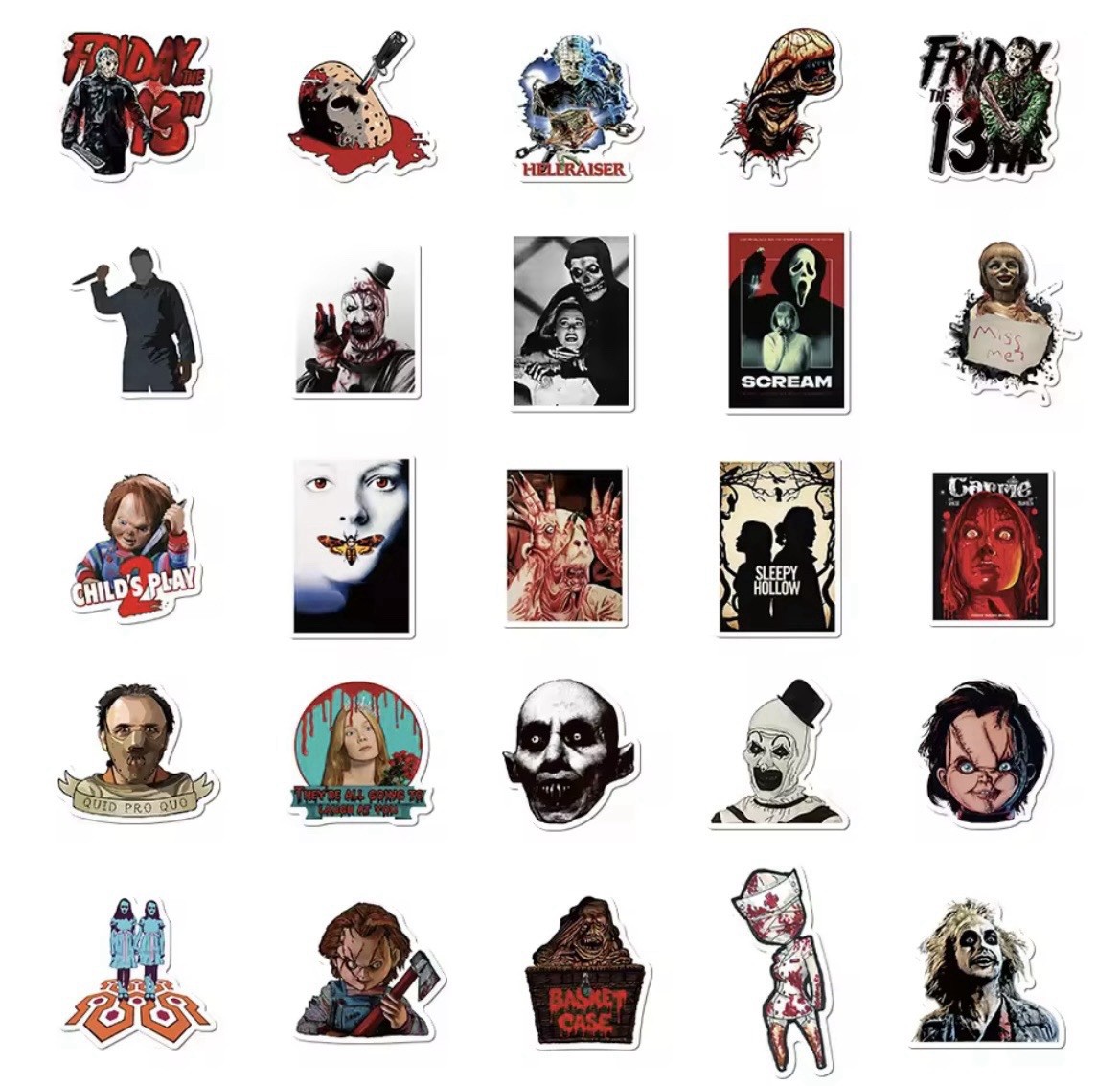 Horror Films Movie Stickers 50pk Mix Scary Killer Random Stickers FREE SHIPPING