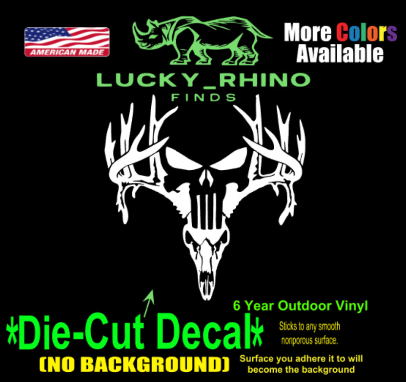 Punisher Deer Skull Car Window Vinyl Decal Bumper Sticker