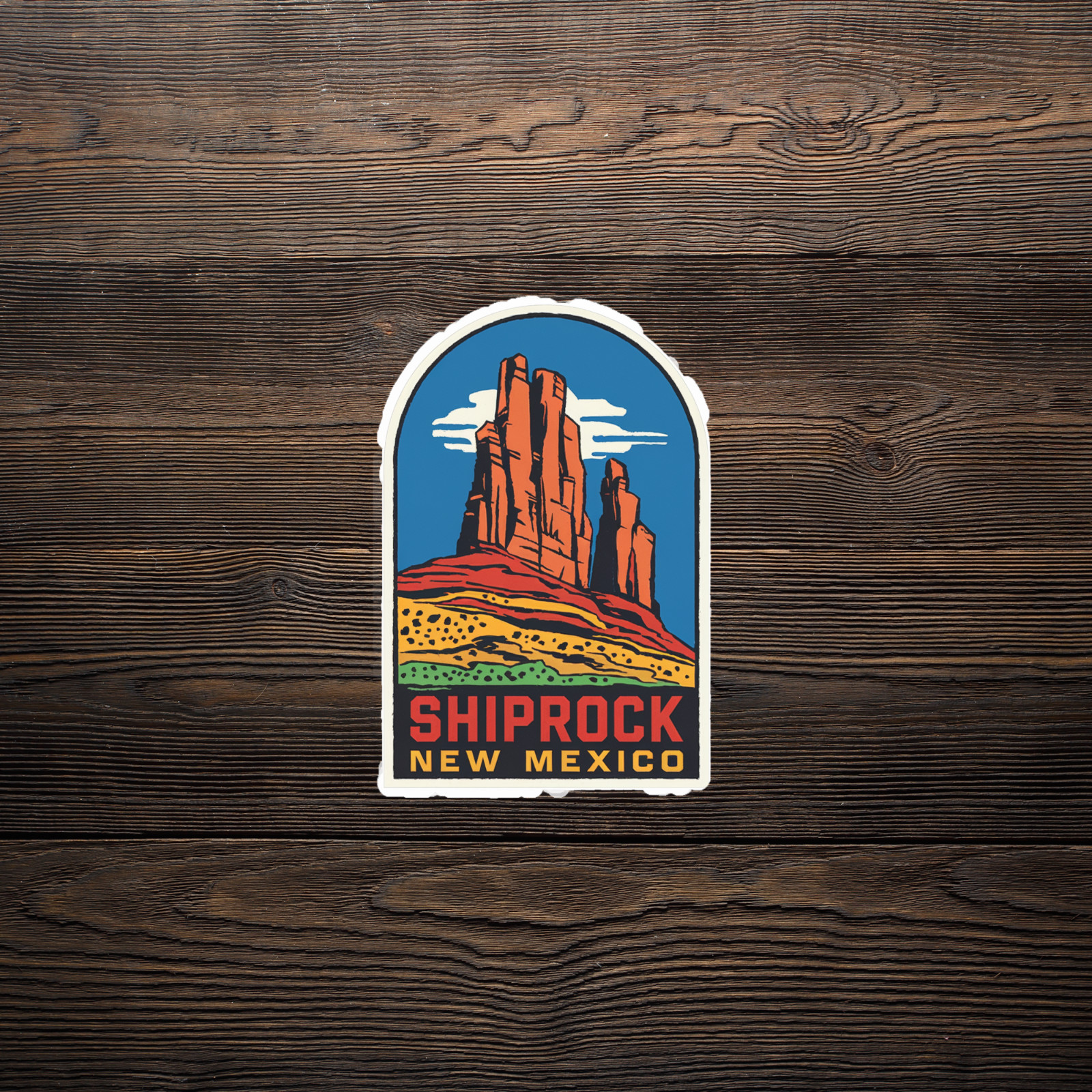 Vintage Shiprock New Mexico Sticker – Retro Red Rock Desert Travel Decal Souveni