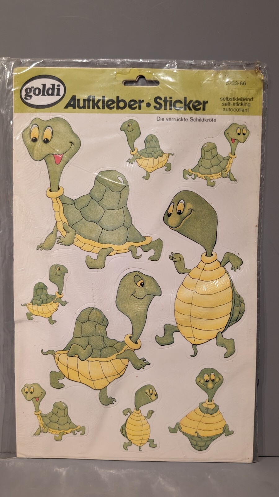 NOS Goldi Turtle Vinyl Stickers Aufkleber Made in Germany Vintage RARE 8 x 13