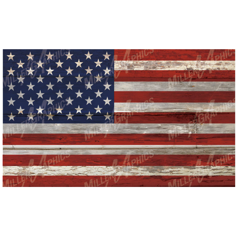 American Flag Vintage Distressed Wood Wall Decal Sticker Graphic Art – 4 Sizes