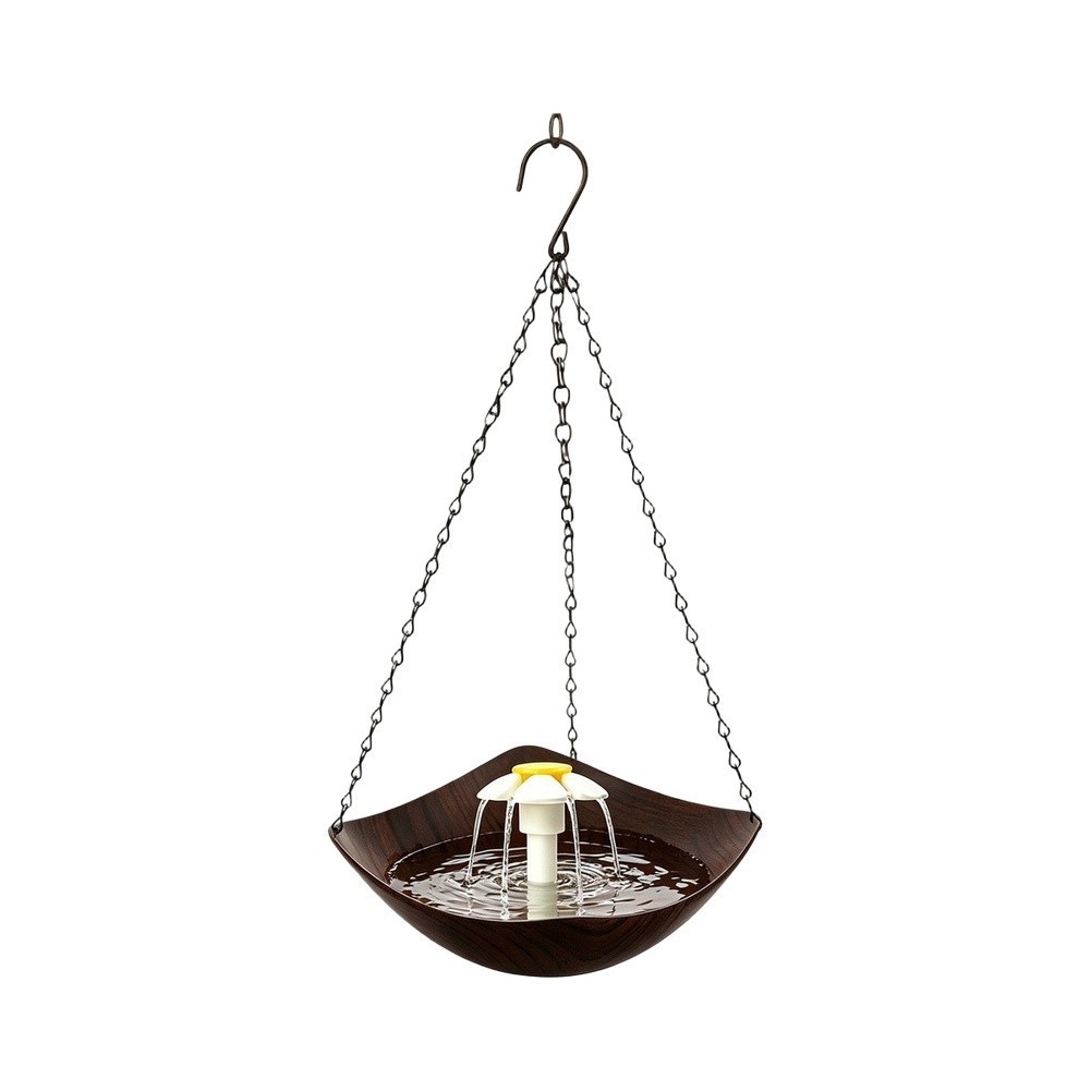Garden Bird Bath with Solar Fountain and Feeding Area Designed for Hanging Use