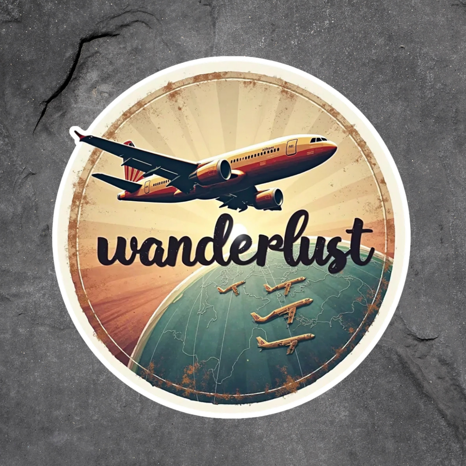 Wanderlust sticker vinyl decal airplane world traveler adventure explore