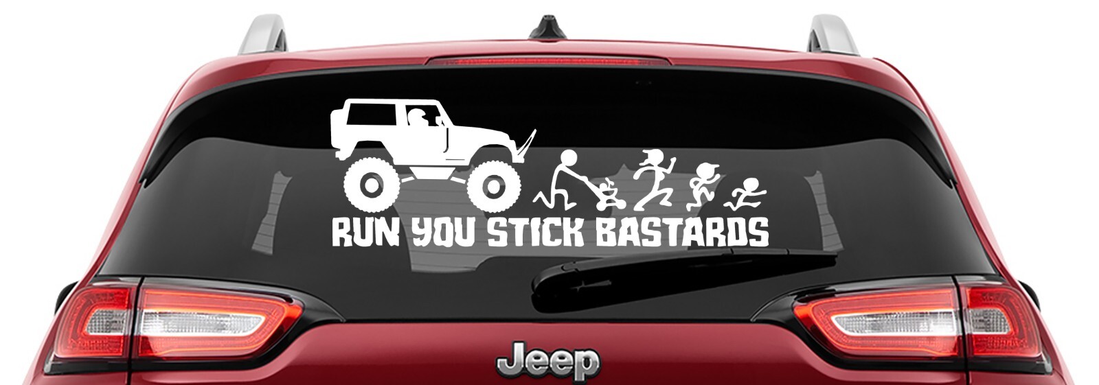 Run You Stick Figure Lifted Offroad Vehicle Vinyl Window Decal