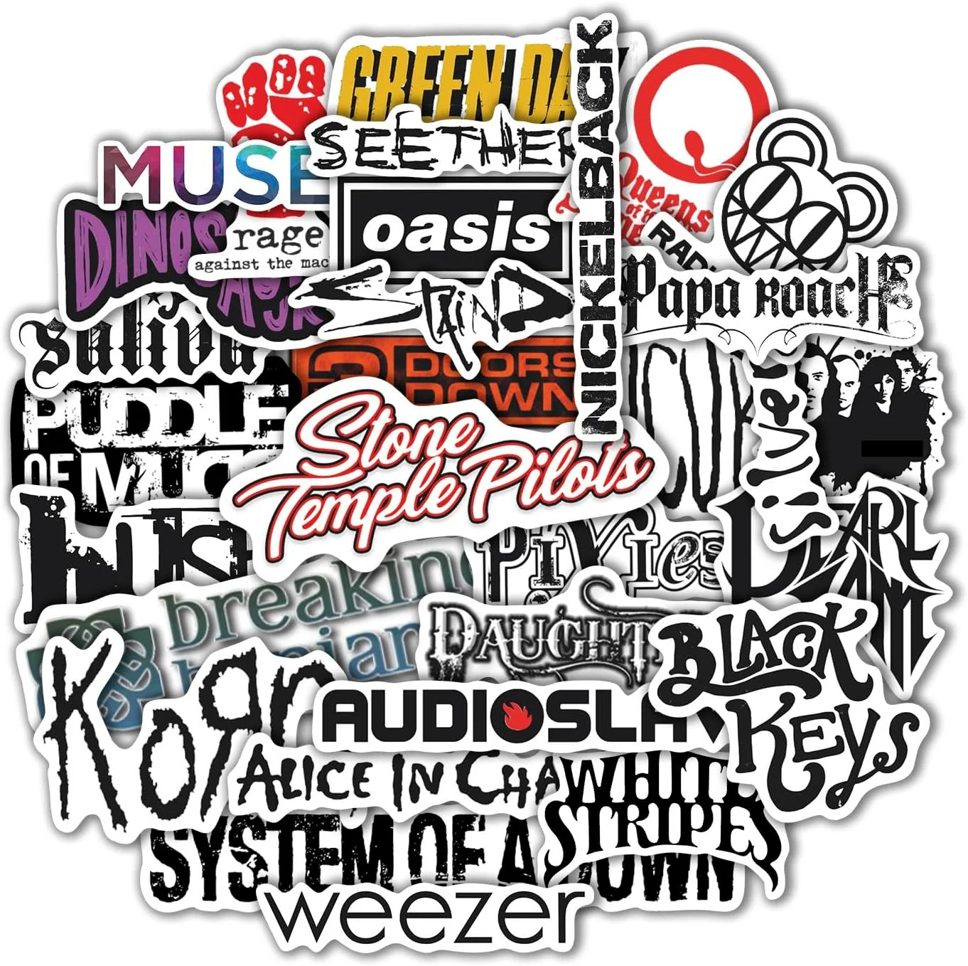 36Pcs Grunge Stickers, 90's Grunge Music, Rock Stickers, Rock Band Decals, Music