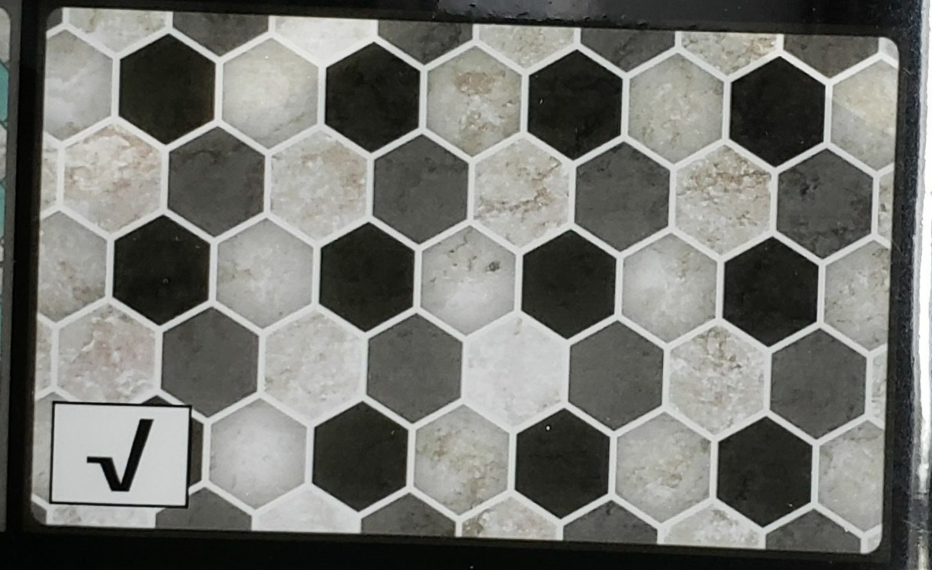 KITCHEN STOVE BACKSPLASH Sticker/Wall Decal, 30" x 18", MARBLE PENTAGONS, GR