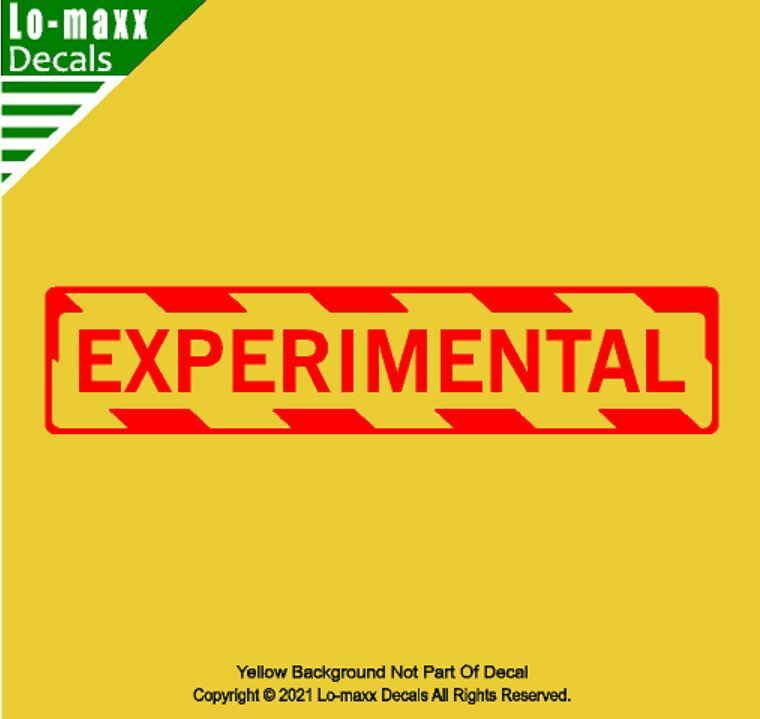 EXPERIMENTAL Aircraft With Hazard Stripes Aircraft Markings Die Cut Vinyl Decal