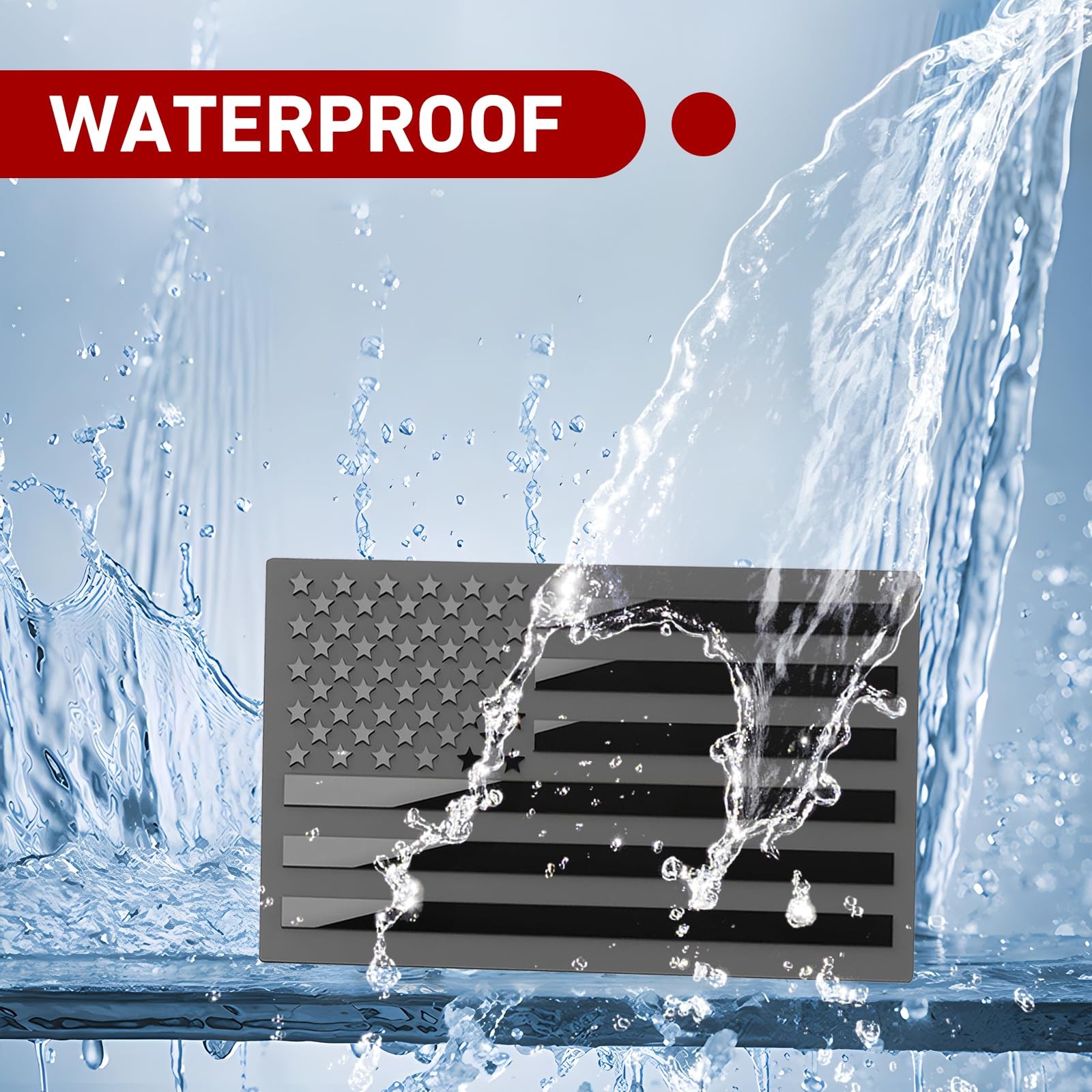 2 Pack 3D Metal Embossed Reverse American Flag Car Emblem Badge Black Silver