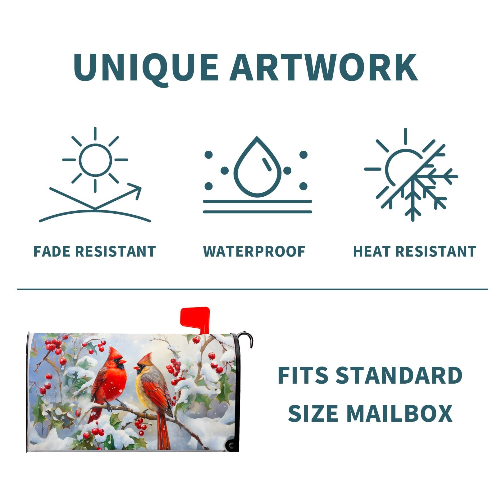 Winter Cardinal Red Birds Magnetic 21×18 inch,