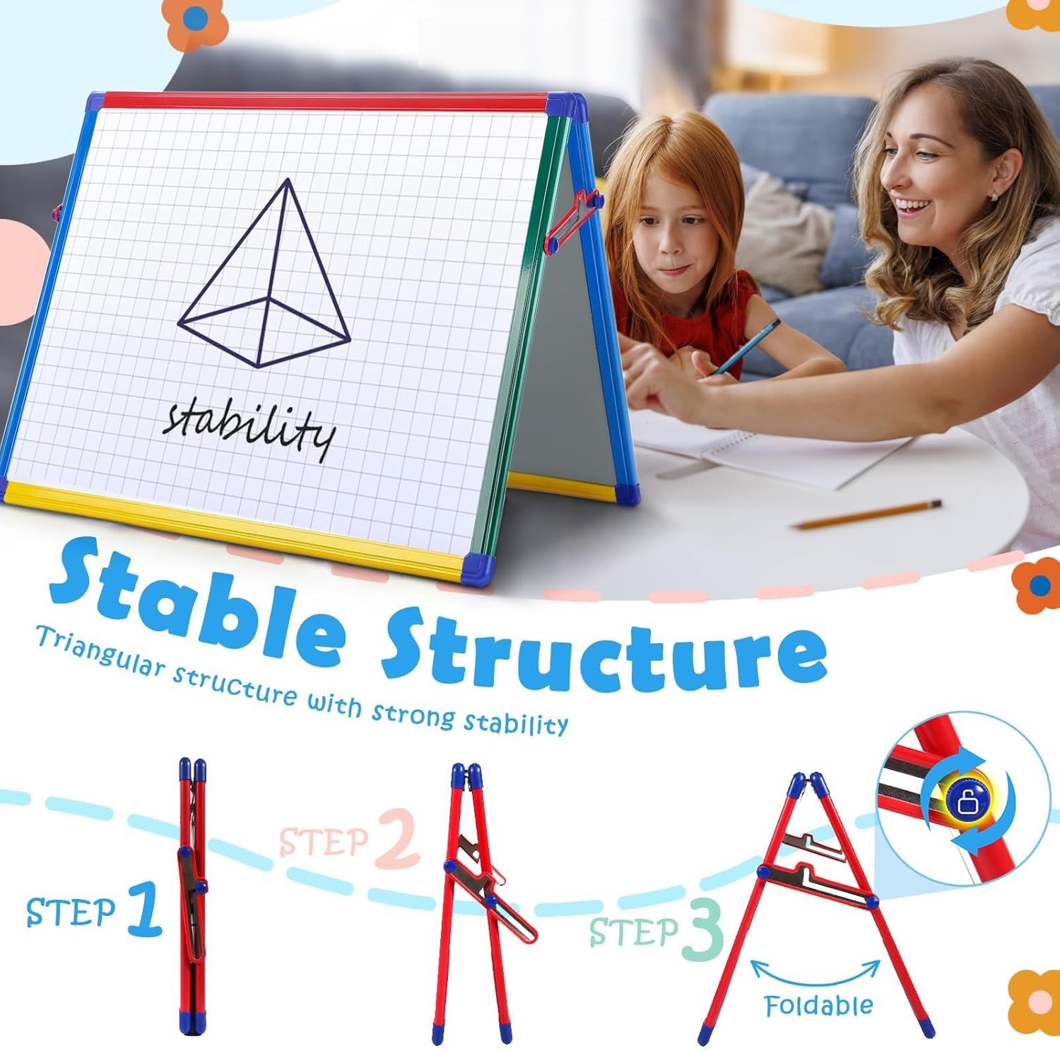 Magnetic Board for Kids – Tabletop White Board for Children- 24×18 Inch Double S