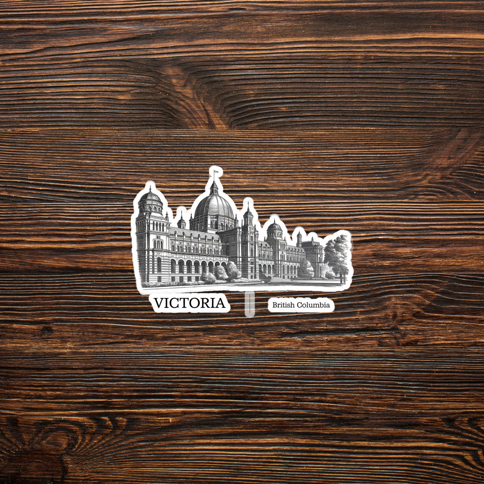Vintage Victoria British Columbia Canada Architectural Drawing Sticker #1983
