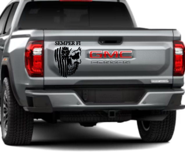 Semper Fi USMC Marines EGA American Flag Skull Vinyl Decal Die Cut Sticker