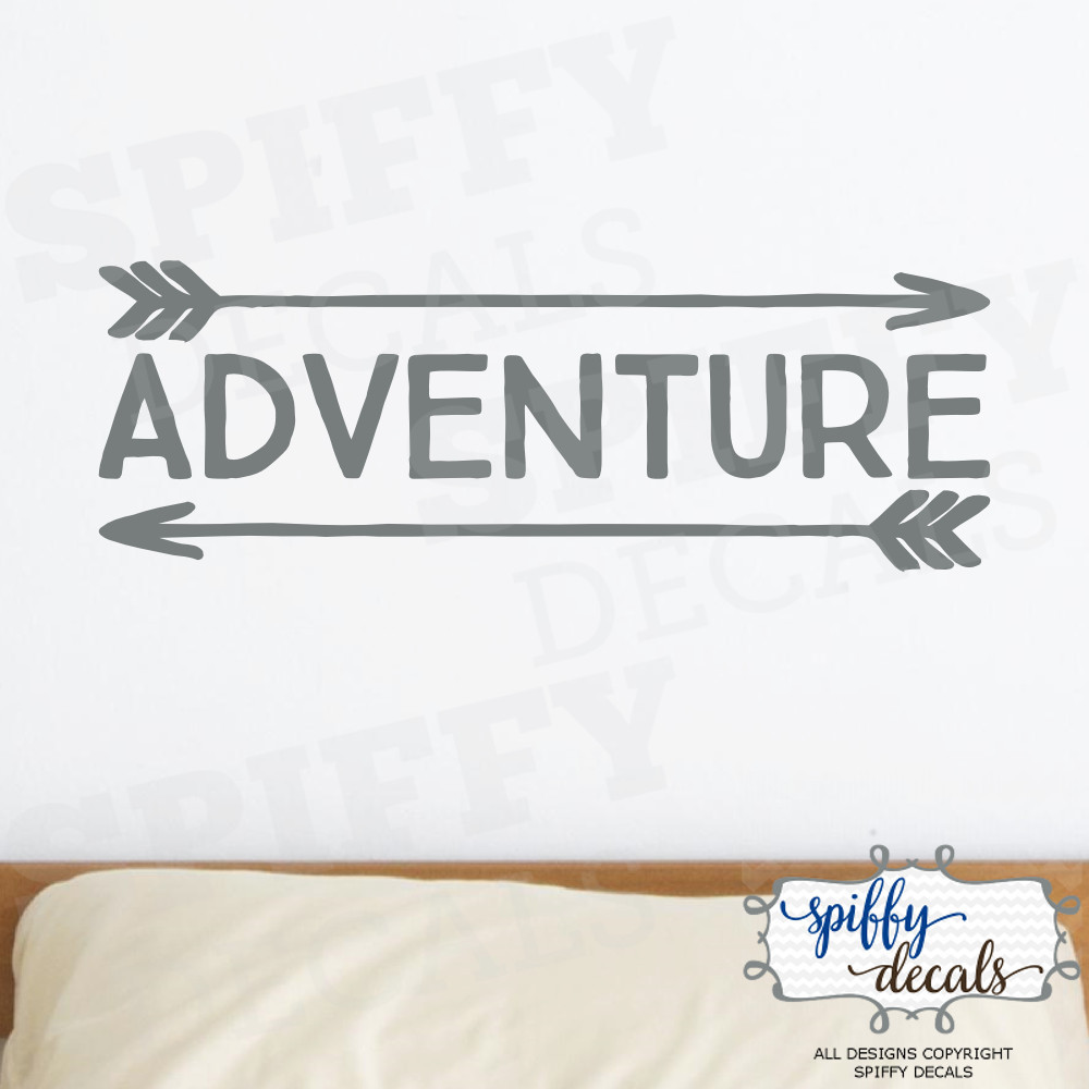 Adventure Awaits Arrow Vinyl Wall Decal Decor Design Sticker Lettering Quote