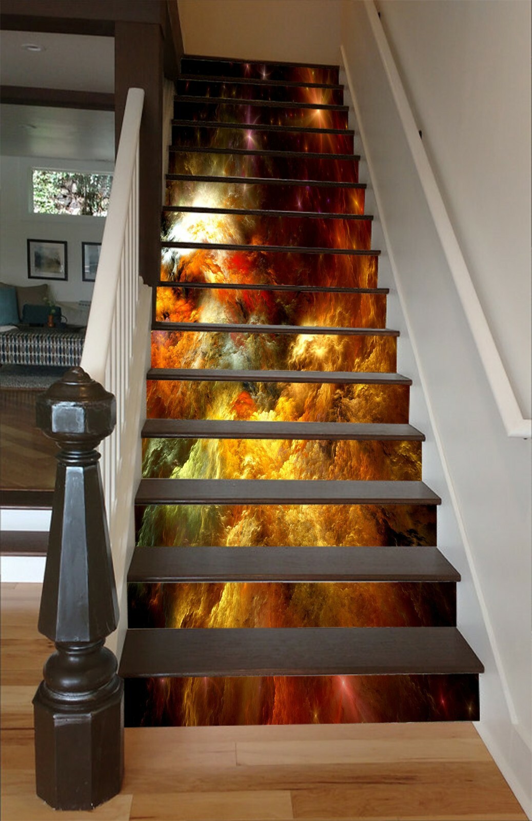 3D Golden Cloud ZHU451 Stair Risers Decoration Photo Mural Vinyl Wallpaper Zoe