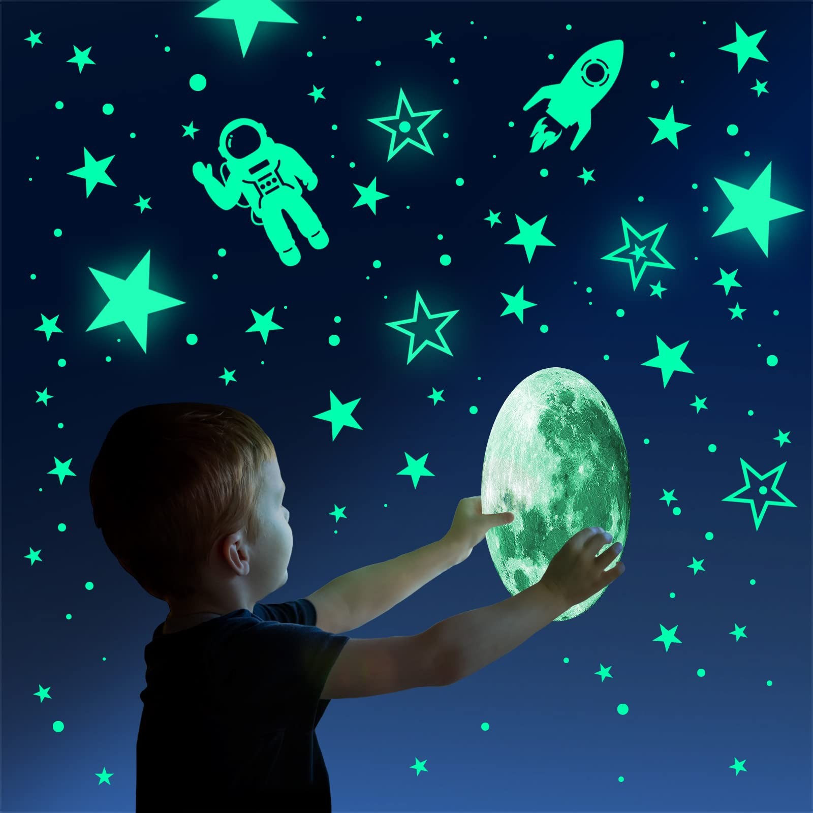 1078 PCS Glow in The Dark Stars for Ceiling Planets Galaxy Space Nursery Wall…