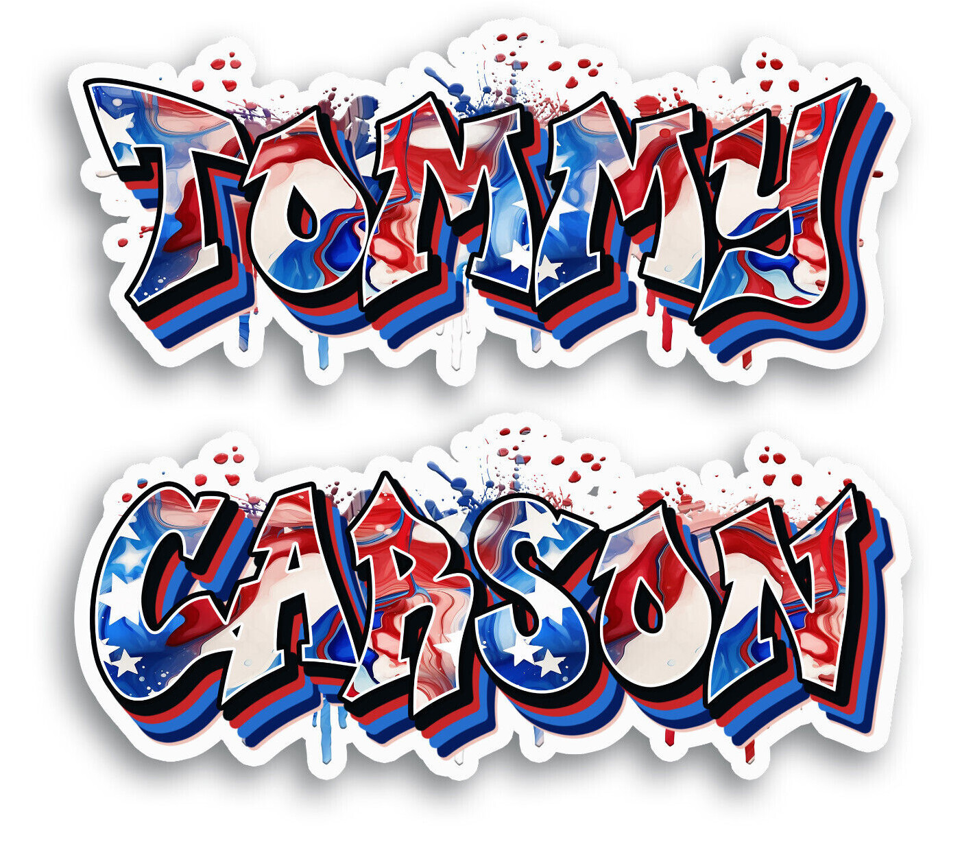 Custom USA Patriotic Name Sticker Graffiti Vinyl Decal Gift Water Bottle Laptop