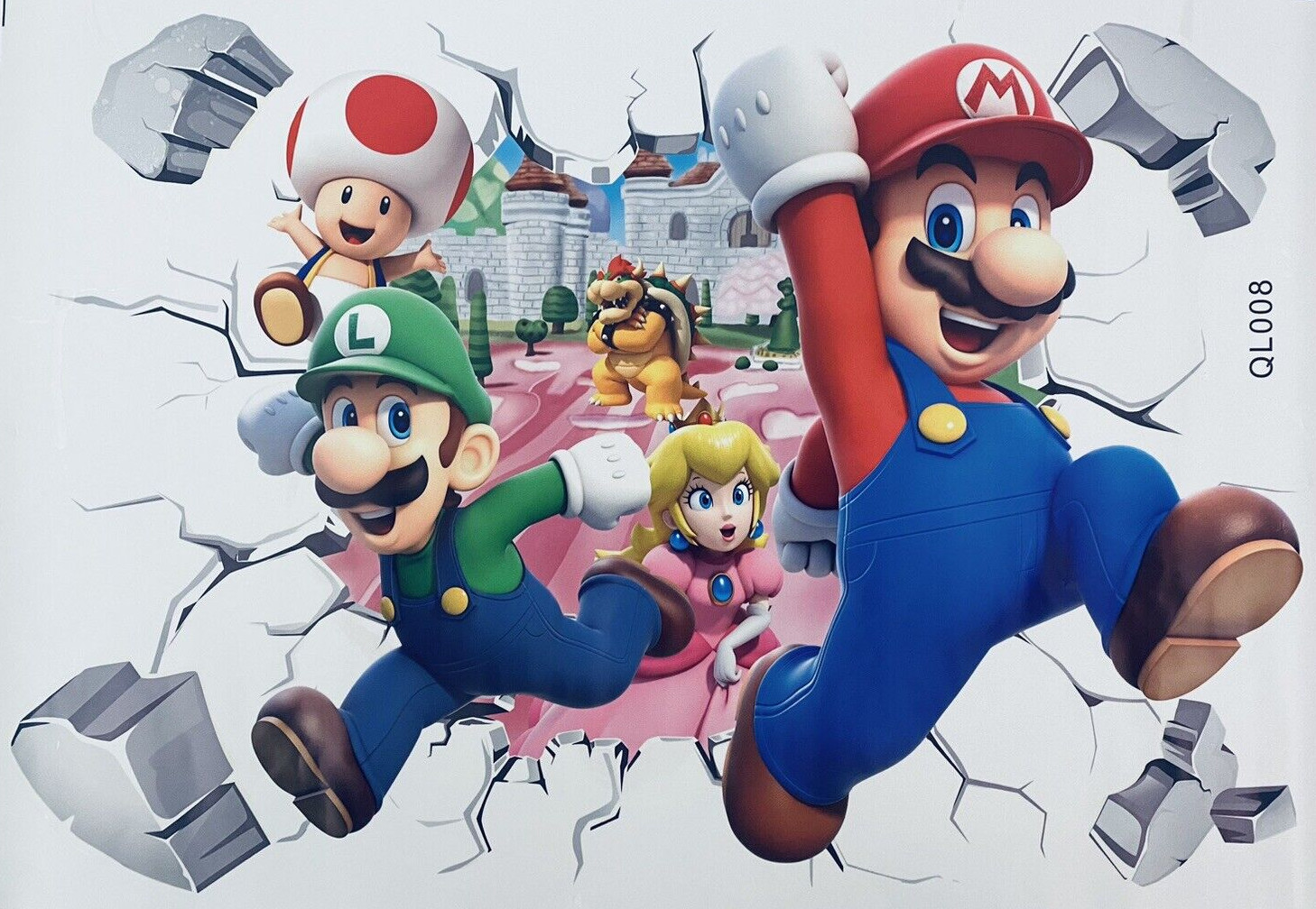 Super Mario Bros Removable Wall Sticker 21"x14.75" 3D Decal Kids Home Decor