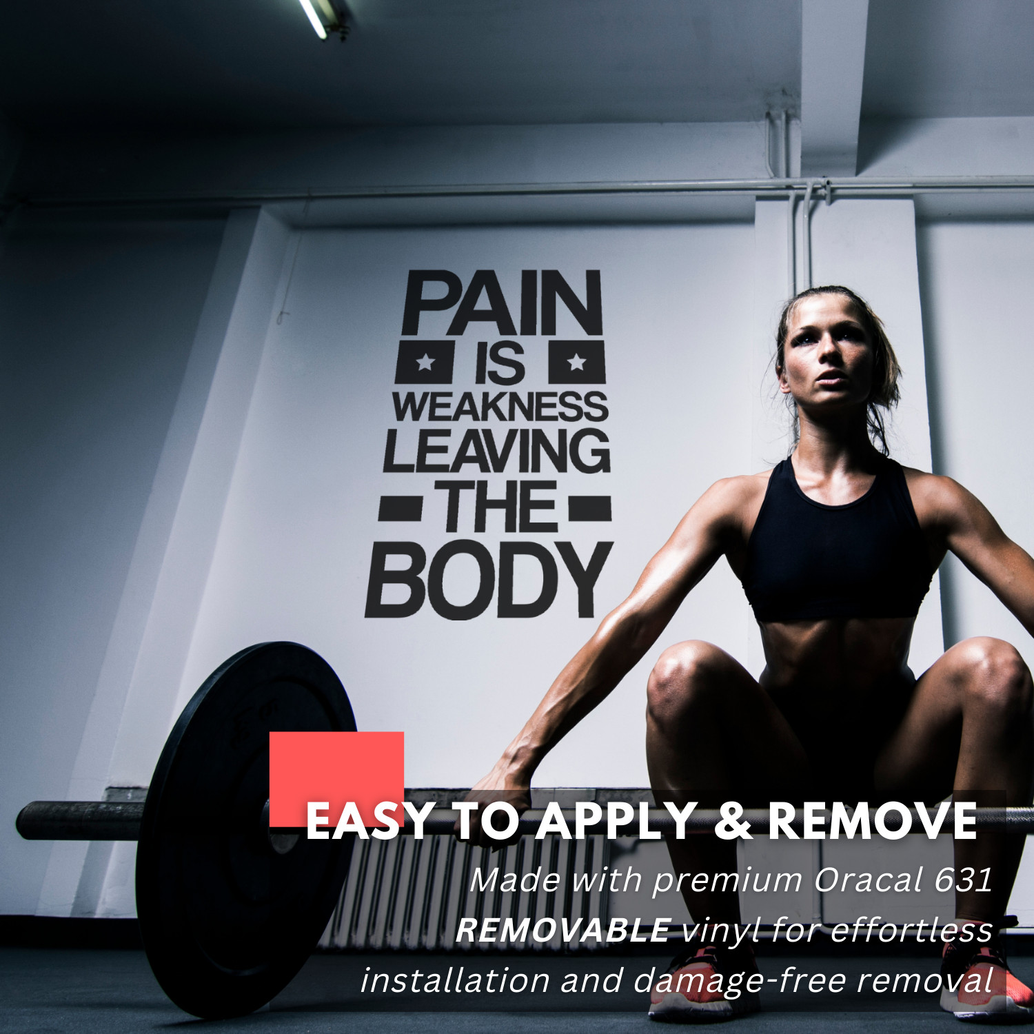 Motivational Wall Decal Quote – Pain Is Weakness Leaving the Body – Gym & Fitnes